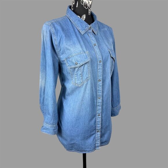 A.N.A Lightweight Denim Button-Up Long Sleeve- Women's XL - Picture 3 of 4